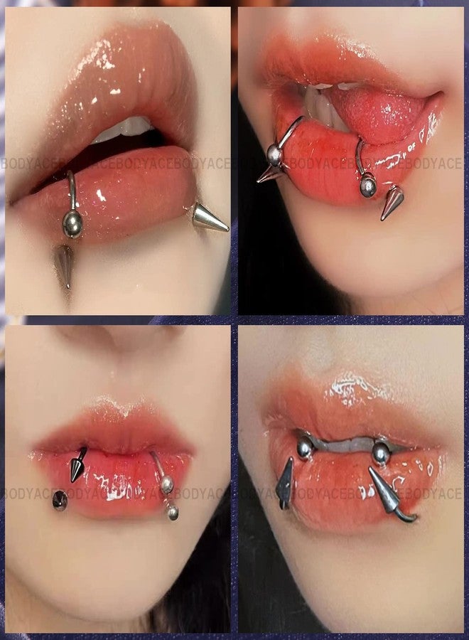 BodyAce 16G Spike Septum Rings Horseshoe Nose Rings, Stainless Steel Daith Helix Tragus Cartilage Earrings Hoop, Rook Lobe Lip Piercing for Women Men (Hoops:8mm) - Image 2
